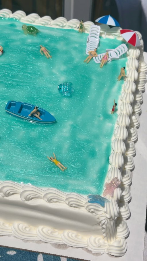 I decorated a plain Costco cake and it made a splash (because sometimes, we trust the process!) 

⛱️🏖️🌊🏊🏻😎👙🩱🍰

(I removed the minis before cutting and serving, and washed them all first.)