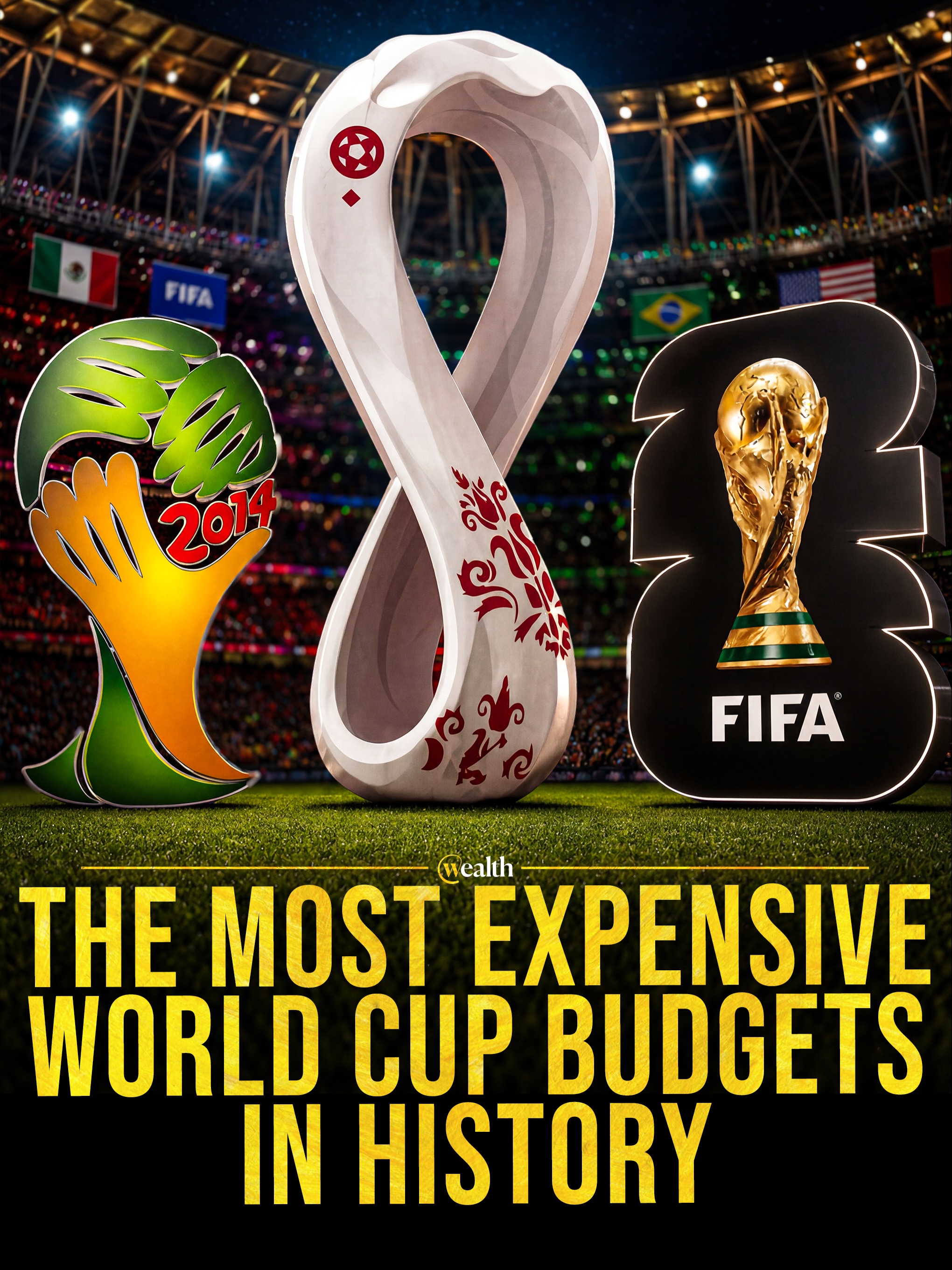 Qatar 2022 World Cup cost more than you think. ⚽️🏟

Qatar’s tournament sits far above the other World Cups in this ranking, with Brazil 2014 at $15 billion, the 2026 tournament in the United States, Canada, and Mexico at $13.9 billion, and Russia 2018 at $11.6 billion.

The rest of the table places Japan and South Korea 2002 at $7 billion, Italy 1990 at $4.4 billion, Germany 2006 at $4.3 billion, and South Africa 2010 at $3.6 billion. The spread shows how sharply World Cup costs can rise when host nations pair FIFA operations with major infrastructure spending.

#FIFA #WorldCup #Qatar2022 #Football #SportsEconomics