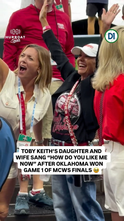 Toby Keith’s daughter, Shelley, and wife, Tricia, sang “How Do You Like Me Now?!” after Oklahoma baseball won Game 1 of the MCWS. 🥹❤️

Toby passed away in 2024 and was a lifelong Sooner fan.