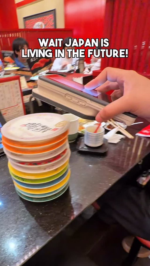 Love how cool this is! Sushi plate scanner! Not only count the plates but also different prices! Amazing #japan #japanfinds #sushi #sushitrain #futuristic