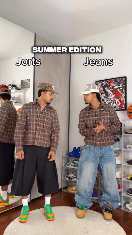 Pick your side.

- North End Denim Jorts
- Super Exclusive Non-Stretch Tinted Wide Leg Jeans
- Cropped Axis Studded Plaid Button Up Shirt