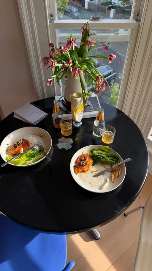 Dinner - schnitty, salad, fries - perfection 

Boy dinner, over and out ;)