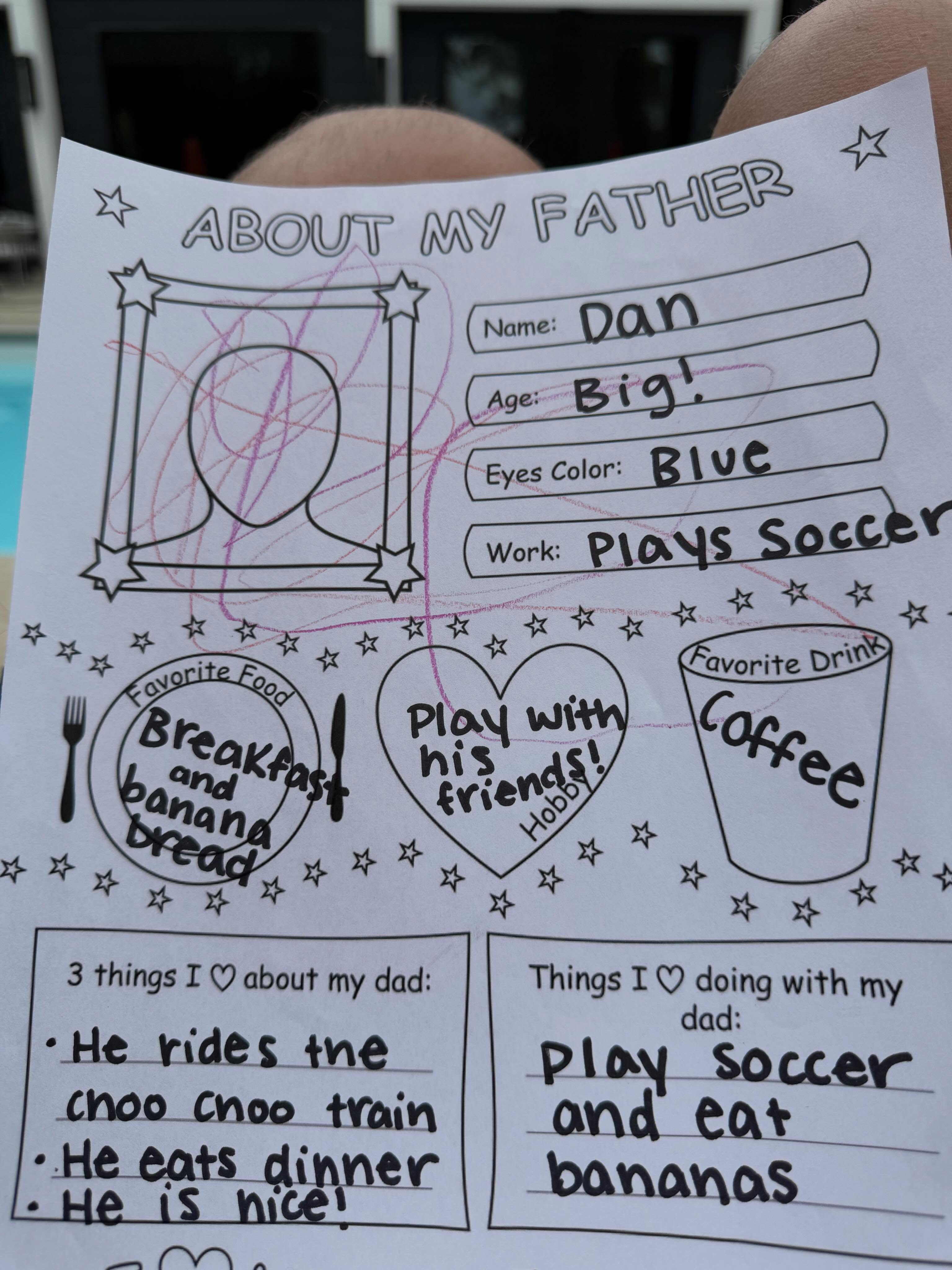 My 3 year old absolutely roasted me for Father’s Day. “Age-Big” and “He eats dinner” for the second favorite thing he likes about me. Happy Father’s Day to all the dads out there