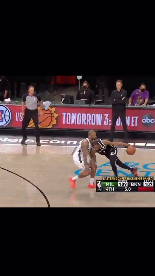 6/19/21: KD drops 48 points (17-36 FG), 9 rebounds, 6 assists. KD hit what looked to be the game winner, after official review it was deemed his foot was on the line, sending the game into OT where the Giannis & the Bucks eventually won. 

Kyrie suffered a severe right ankle sprain in game 4 of the series, forcing him to miss the rest of the series. Kyrie averaged 20 points, 5 rebounds, & 4.3 assists. 

Harden had missed 20 games late in the 2021 regular season due to a hamstring injury that he re-aggravated  just 43 seconds into game 1. The Kyrie injury forced Harden to rush back earlier than he would have, Harden played games 5-7 of the series but was not the same player due to the injury. 

Harden requested a trade the following regular season.

The Bucks went on to win the title, cementing Giannis as a top 3 player in the league and a top 30 player of all-time.

#nba #basketball #bball #nbaplayoffs #sports