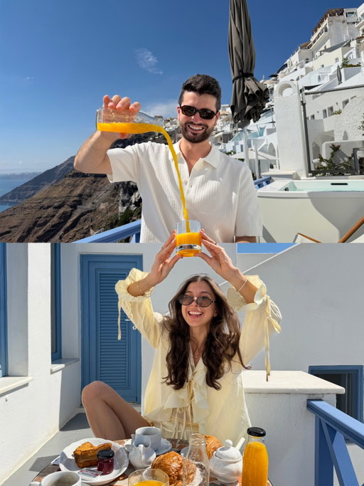 Taking the trend to Santorini 🤭🇬🇷

.

#couple #trending #creative #greece #viral