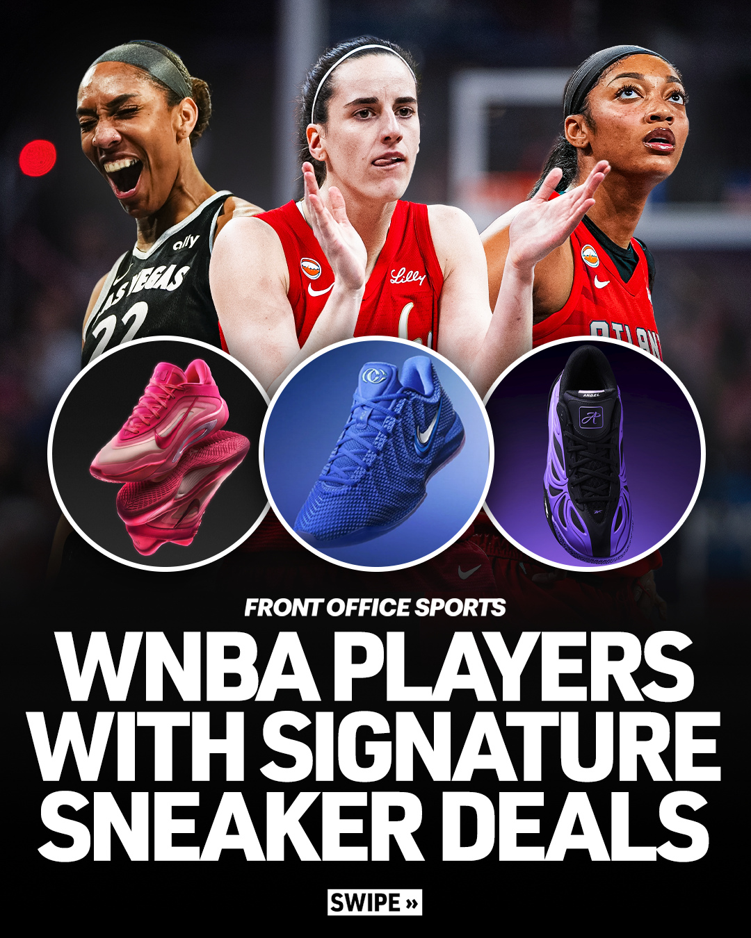 After announcing the release of her signature shoe with Nike—the Caitlin 1—Caitlin Clark became the fifth active WNBA player to currently have her own signature shoe with a major brand, joining Angel Reese (Reebok), Breanna Stewart (Puma), Sabrina Ionescu (Nike) and A'ja Wilson (Nike).