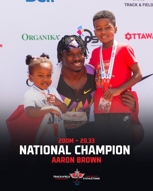 𝗧𝗛𝗜𝗥𝗧𝗘𝗘𝗡 𝗡𝗔𝗧𝗜𝗢𝗡𝗔𝗟 𝗧𝗜𝗧𝗟𝗘𝗦 👑

Aaron Brown celebrates Father’s Day by capturing his 13th Canadian title, adding another national crown to his remarkable legacy with victory in the Men’s 200m Presented by @Nike 

—

𝗧𝗥𝗘𝗜𝗭𝗘 𝗧𝗜𝗧𝗥𝗘𝗦 𝗡𝗔𝗧𝗜𝗢𝗡𝗔𝗨𝗫 👑

En cette fête des Pères, Aaron Brown décroche un 13e titre canadien en remportant le 200 m masculin, ajoutant un nouveau chapitre à son impressionnant palmarès.

📸: @archivekaze