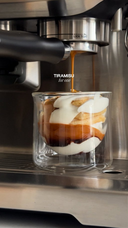 proof that good things come in small glasses ☕️

Made with a double shot of espresso for the perfect coffee kick.

Recipe for the mascarpone layer:

• 40 ml heavy cream
• 42 g mascarpone
• 10 g powdered sugar
• 1/2 tsp vanilla

Whip the heavy cream to medium peaks. In another bowl, mix the mascarpone, powdered sugar, and vanilla until smooth. Fold the whipped cream into the mascarpone mixture.

Assemble by layering the mascarpone cream with ladyfingers. Pour a freshly pulled double shot of espresso over the ladyfingers, then finish with the remaining mascarpone cream. Dust with cocoa powder before serving.