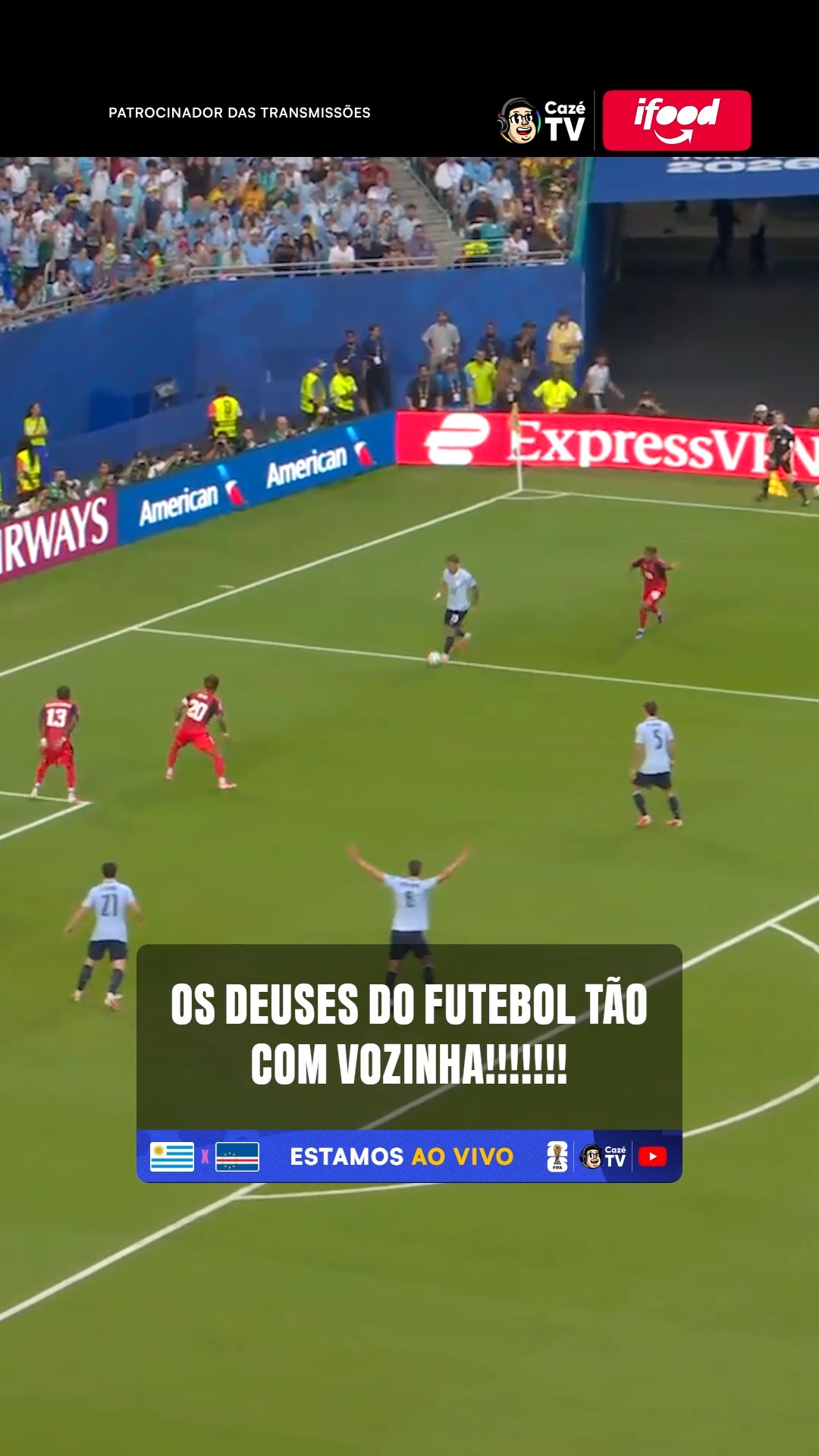 NOSSO VOZINHA ASSUSTOU, MASSSSSS REZA DE VÓ É FORTE: IMPEDIMENTO NO QUE SERIA O TERCEIRO GOL URUGUAIO. ❌🙌🏽🙌🏽🙌🏽🙌🏽

🎙️ @raony_pacheco| 🗣️ @ju_cabral5 | @rodrigocaio_ | @gabmsimoes

ESTAMOS AO VIVO COM URUGUAI X CABO VERDE!! VEM COM A GENTE! SE TEM COPA, ESSSSSSQUECE! É NA CAZÉTV! 😮‍💨

#TempoRealCazéTV #CopaNaCazéTV #VideoPatrocinado #iFood #cztv11