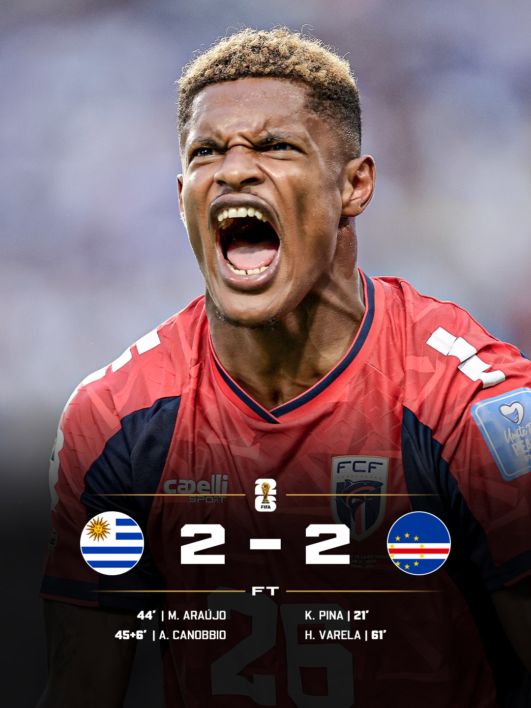 𝐂𝐀𝐏𝐄 𝐕𝐄𝐑𝐃𝐄, 𝐀𝐑𝐄 𝐘𝐎𝐔 𝐂𝐑𝐀𝐀𝐀𝐙𝐘?! 🫨🇨🇻

Stop Spain, stop Uruguay? Cape Verde, 𝐍𝐎 𝐏𝐑𝐎𝐁𝐋𝐄𝐌 🚬

Uruguay 𝐒𝐇𝐀𝐑𝐄 𝐏𝐎𝐈𝐍𝐓𝐒 with Cape Verde in crazy game! 🇺🇾

Maxi Araújo with 𝐓𝐖𝐎 𝐆𝐎𝐀𝐋𝐒, 𝐎𝐍𝐄 𝐀𝐒𝐒𝐈𝐒𝐓 in 2 games 💥

Who’s been your 𝐌𝐀𝐍 𝐎𝐅 𝐓𝐇𝐄 𝐌𝐀𝐓𝐂𝐇? 🍿