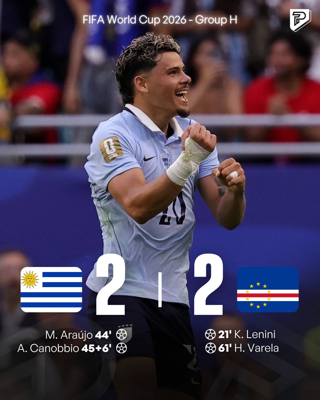 Uruguay and Cape Verde share the points after a thrilling 2–2 draw 🇺🇾🤝🇨🇻

With goals at both ends and momentum constantly shifting, neither side could find a winner in a match that stayed competitive until the final whistle. ⚽🔥

A point each in Group H, but plenty of drama along the way. This one had a little bit of everything.

#Pubity #WorldCup #WorldCup2026 #Football