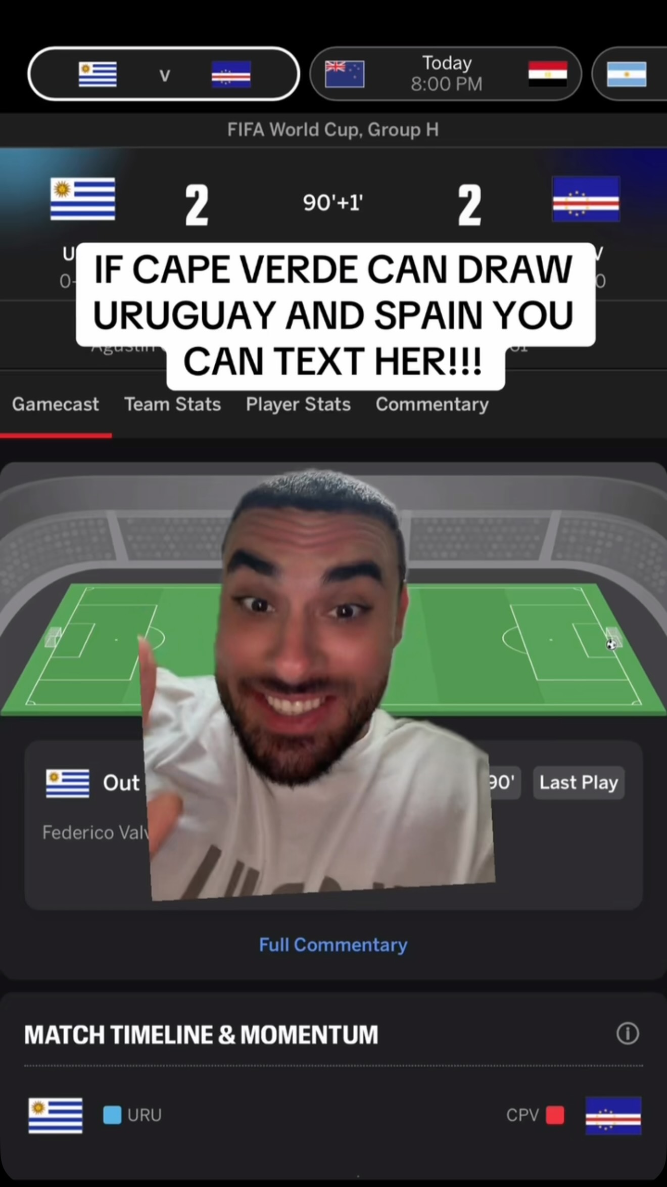 IF CAPE VERDE CAN DRAW URUGUAY AND SPAIN YOU CAN TEXT HER!!!