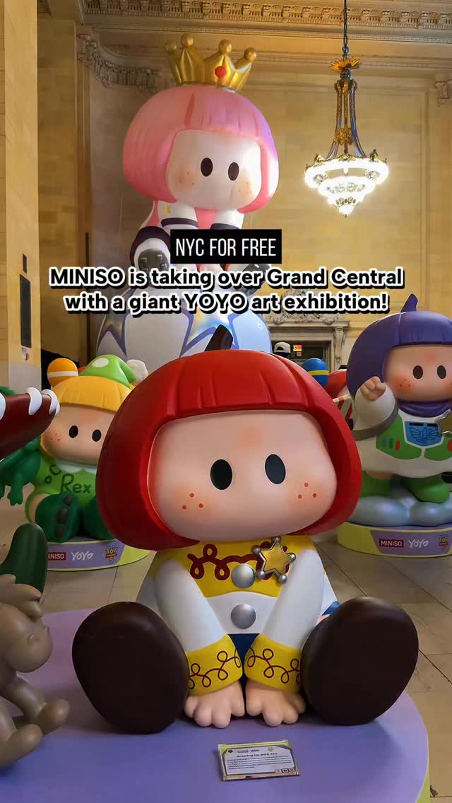MINISO is taking over Grand Central with a giant YOYO art exhibition! 🥳 @miniso.official @miniso.usa 

The new MINISO YOYO Small Yet Significant exhibition is open at Vanderbilt Hall at Grand Central Terminal now through July 12th.

There are over 50 five-foot-tall figures and a massive 40-foot inflatable. Discover special YOYO editions, including artist collabs, Toy Story x YOYO and more.

Get a free limited edition YOYO magnet or photo frame card by posting on social while you’re there, plus head over on June 27 for a special fan surprise party (free goodies for the first 600 fans to RSVP. RSVP required!)

Head to MINISO Times Square afterwards to  check out the full YOYO full lineup and the new Toy Story x YOYO launch. Spend $50+ at any MINISO store & receive a free reusable tote bag!

📍 Vanderbilt Hall, Grand Central Terminal 
🗓️ June 20 - July 12
⏰ Open daily 10 AM - 5 PM

#nycforfree #MINISO #MINISOYOYO #minisoyoyoartexhibition #YOYOnewyork