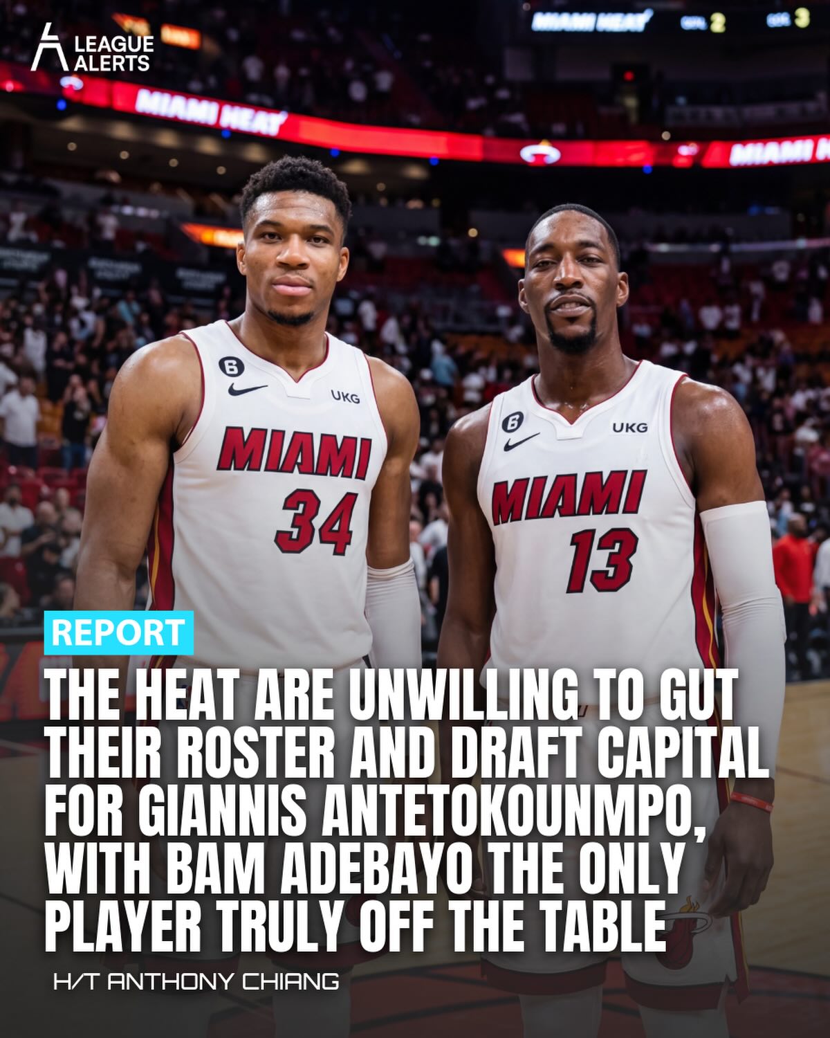 The Heat are drawing a line on how far they’ll go in a Giannis trade. Bam Adebayo is the only player completely off the table, with the 2026 NBA Draft set for Tuesday.