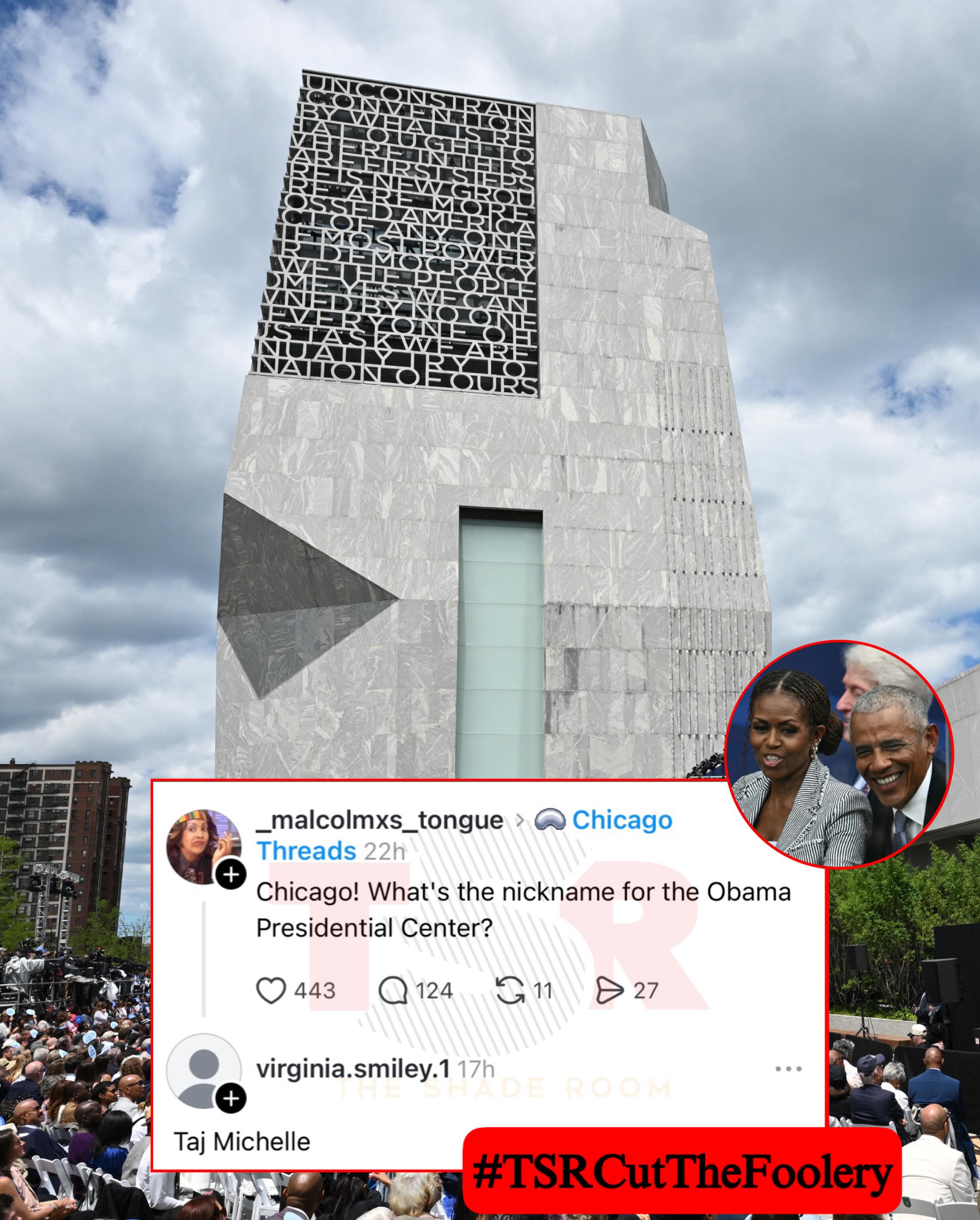 #TSRCutTheFoolery: Not y’all already thinking of nicknames for #BarackObama’s Presidential Center. 😂 (📸: @gettyimages) ✍🏾: #TSRStaffJW