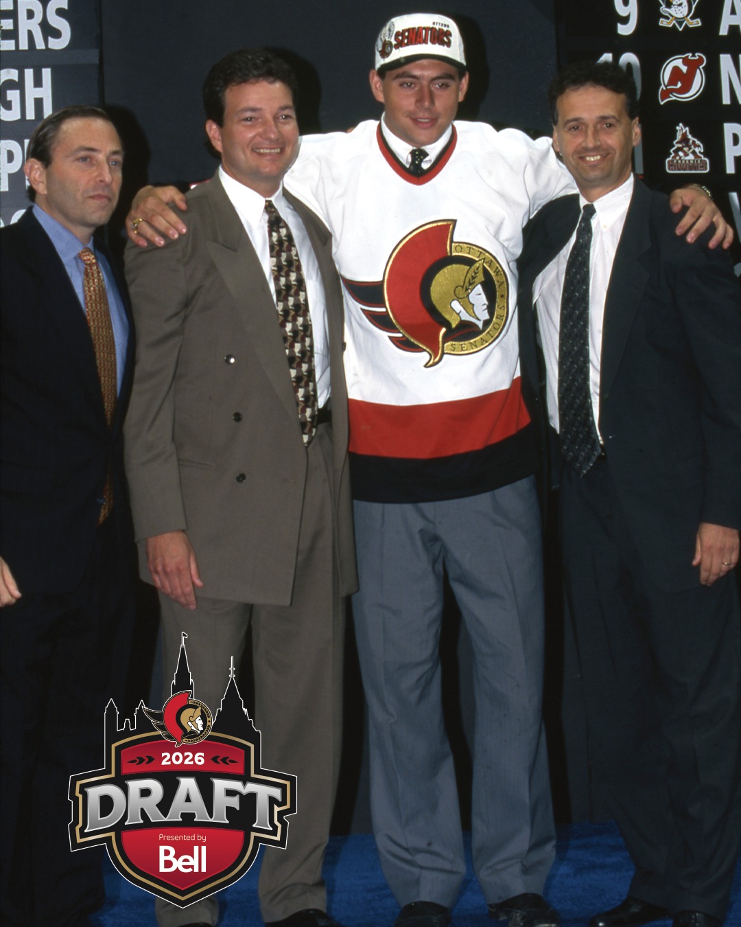 On this day in #Sens history we drafted the Big Rig himself with the first overall pick of the 1996 NHL Draft and Shane Pinto with the 32nd pick of the 2019 Draft 🙌
