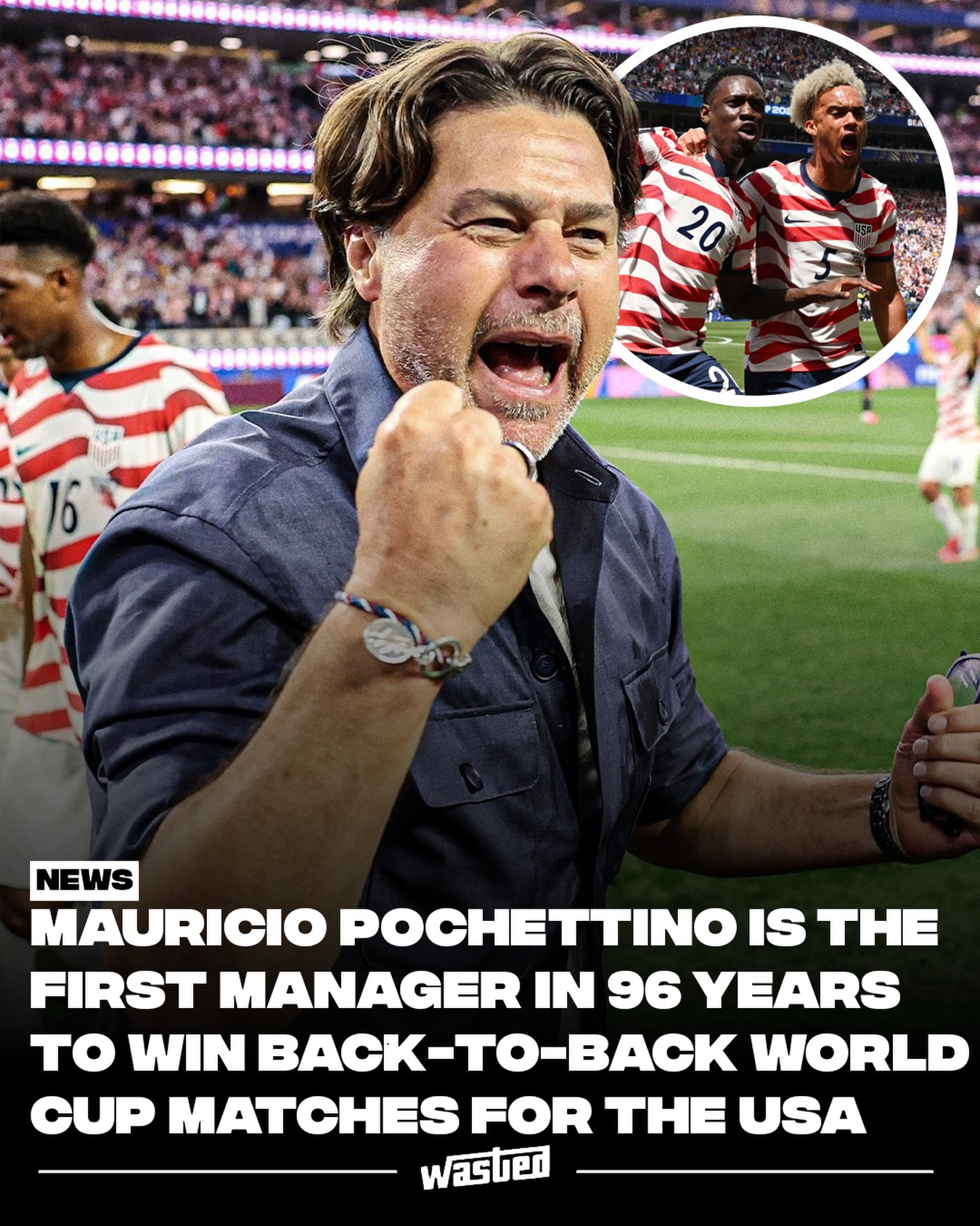Mauricio Pochettino has made history in his first World Cup as USMNT manager, becoming the first coach to win back-to-back World Cup matches for the United States in 96 years. The Americans opened with a stunning 4-1 demolition of Paraguay at SoFi Stadium, their highest-scoring World Cup game ever, then followed it with a controlled 2-0 win over a defensive Australia in Seattle on June 19.

The last time the US won consecutive World Cup matches was 1930, at the very first World Cup, when coach Robert Millar's side beat Belgium and Paraguay to reach the semifinals before losing to Argentina. No American manager had managed it since, across nearly a century and 11 tournaments. Pochettino, hired in 2024 to lead the home World Cup, is now also tied for the most World Cup wins of any USMNT coach in just two games.

The two victories came in completely different ways: a free-flowing attacking blitz against Paraguay, then a patient, tactical dismantling of Australia's five-man backline, with Alex Freeman heading home a key goal. The wins clinched Group D with a match to spare, the quickest the US has ever advanced. They close the group stage against Türkiye on June 25.

Sources: Goal.com, Sports Illustrated, Legit.ng.