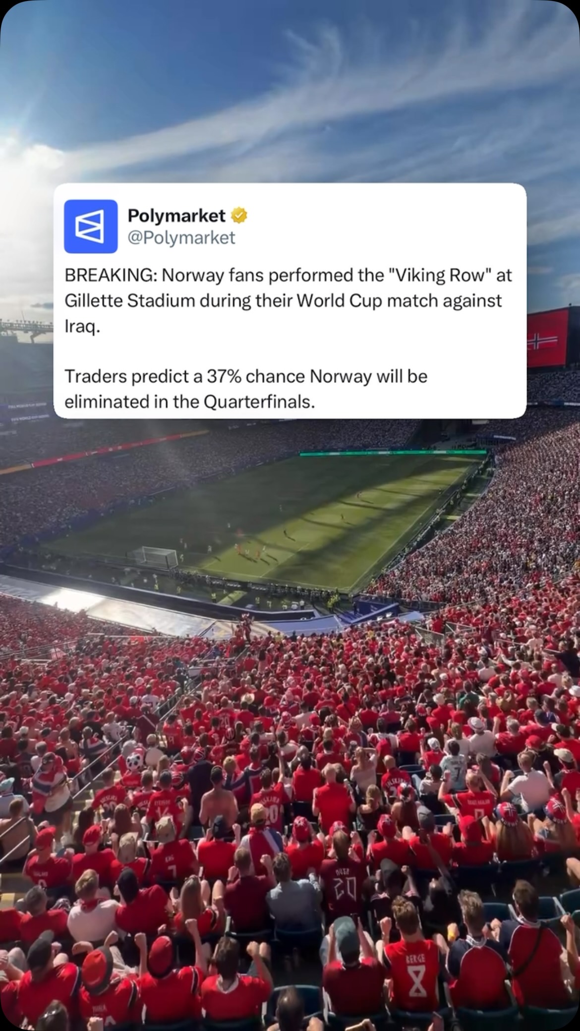 One of the defining fan moments of the 2026 World Cup hasn’t happened on the pitch. It’s happened in the stands, on city streets, and across social media, where thousands of Norwegian supporters have gone viral for performing the synchronized “Viking row.” 

The chant, inspired by Norway’s seafaring history and Viking heritage, mimics the motion of rowing a longship as fans swing their arms in unison and shout “RO!” 

While the tradition predates the tournament, Norway’s massive traveling fan base has transformed it into one of the World Cup’s most recognizable and widely shared spectacles.