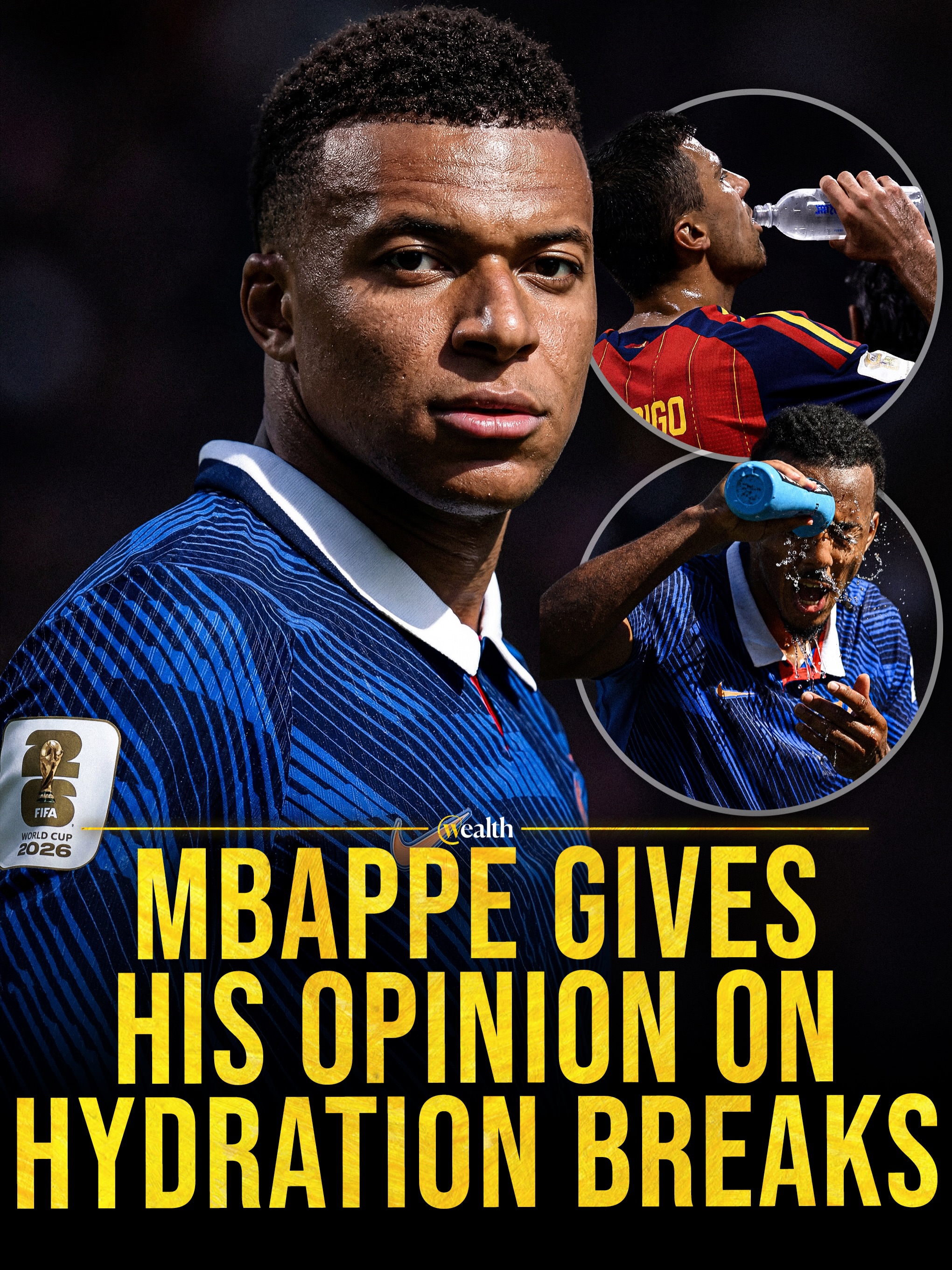 Mbappé says scorelines shape players’ view of hydration breaks. 💧⚽

Ahead of France’s World Cup group match against Iraq on June 22, Kylian Mbappé said players are “very reactionary” and will judge a mid-game stoppage differently depending on whether it breaks their rhythm or offers relief in the heat.

FIFA introduced mandatory three-minute hydration breaks midway through each half at the 2026 World Cup in the United States, Canada and Mexico. The rule was meant to protect players in summer conditions, but it has already triggered debate over momentum, tactics and how much the stoppages change the flow of matches.

#KylianMbappe #France #WorldCup #FIFA #Football