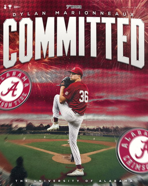 Breaking: Former Northwestern State RHP Dylan Marionneaux tells @myplayerathlete he is transferring to Alabama Congrats to @dylan.marionneaux Roll Tide!

@dylan.marionneaux | @myplayercommits