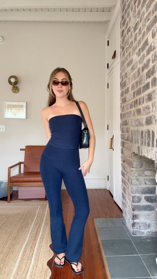 Pilates. Brunch. HGW. Repeat. Our Spacedye Strapless Top & Bootcut Pant are made to go wherever you do.