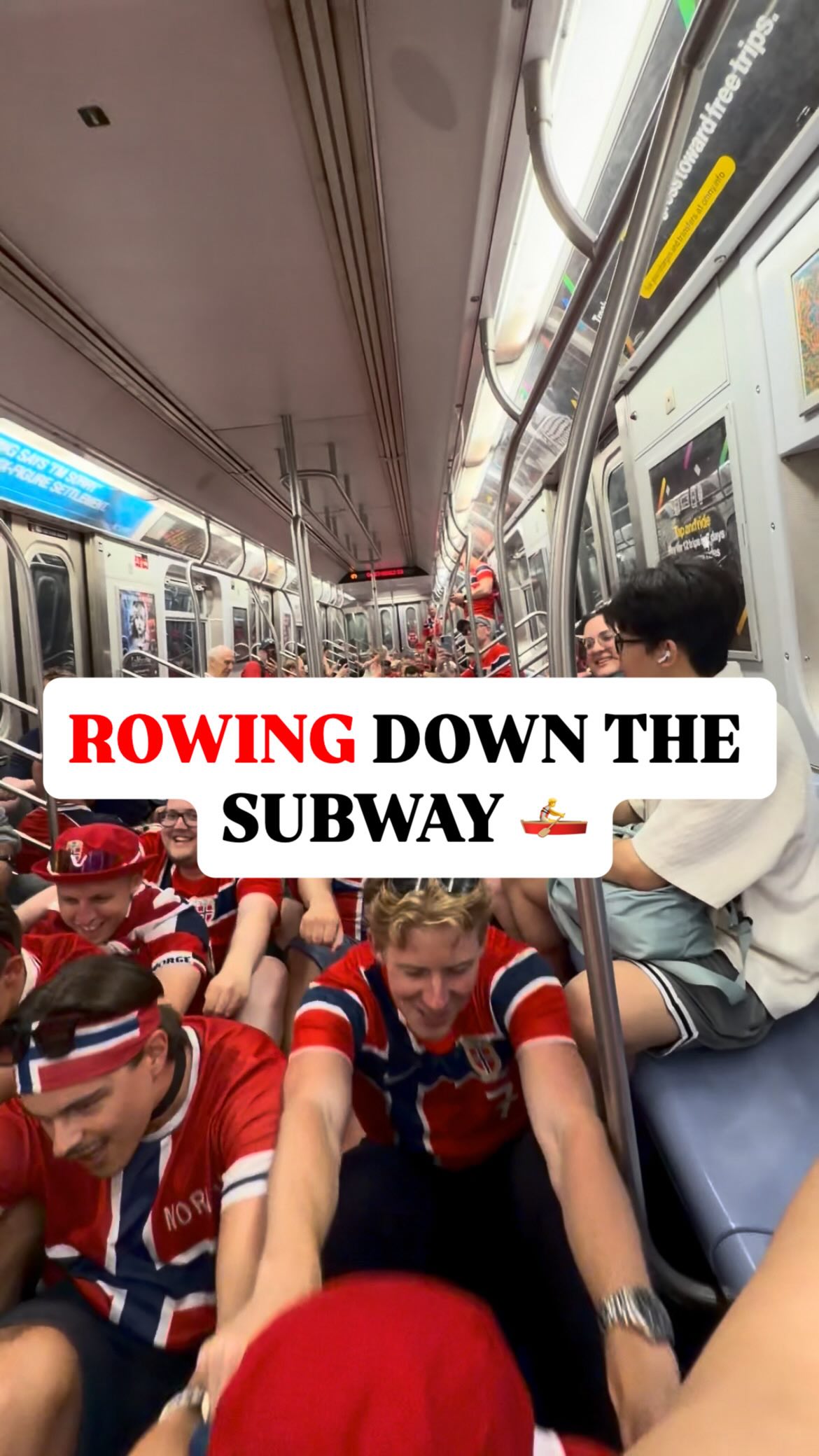 ROWING DOWN THE NYC SUBWAY 🚣

Norway fans are rowing all across New York City, from Times Square to the subway, excited for their next World Cup match vs. Senegal 🇳🇴

📹 TT/lilssob