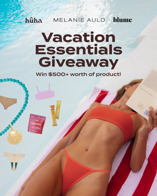[CLOSED] ✨ VACATION ESSENTIALS GIVEAWAY ✨⁠ ⁠
⁠
Whether you've got a trip on the books or not, we want you to feel like you're on vacation. So we’ve teamed up with some of our favorite brands to bring you the ultimate Vacation Essentials Bundle (valued at $500+ USD).⁠
⁠
Think: breathable base layers in sunny colors, vacation-inspired jewelry, and hydration for wherever summer takes you.⁠
⁠
Because you deserve a vacation. ⁠
⁠
Win: ⁠⁠
⁠🍑 The Vacation Hydration Kit from @itsblume worth $150 USD ⁠
⁠🌙 A custom @wearhuha package of undies & bras to keep you feeling fresh worth $180 USD ⁠
⭐ Capesante Charm + Gemstone Necklace from @melanieauldjewelry worth $180 USD ⁠
⁠
How to Enter: ⁠ ⁠
📱 Follow @itsblume, @melanieauldjewelry + @wearhuha ⁠
💖 Enter the giveaway at the link in our bio⁠—it takes seconds!⁠
🫶 Like this post + tag a friend who could use some self-care (each tag is an extra entry)⁠
👋 Bonus entries for sharing this to stories—be sure to tag us!⁠
⁠
⁠
Giveaway closes June 29th at 11:59 PM PST. Winner will be contacted directly via DM by @wearhuha - beware of fake accounts!⁠ Open to residents of the U.S. and Canada, 18+. No purchase necessary. This giveaway is not affiliated with Instagram.⁠
