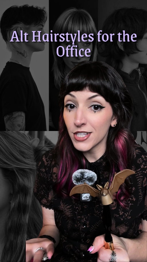 You’re playing it way safer with your work hair than you (might) need to.

Here are 9 alt hairstyles that I think work for a corporate job or office job, ranked safest to boldest. A lot of dress codes ban unnatural colors so everything in the natural-tone family.

Shag. Baby bangs. Hidden raccoon tails, calico, and chunky highlights tucked under your top layer. Hair down, they disappear. Jellyfish haircut. Fox tips. Color blocking. Split dyes. 

Being alt at 30, 35, 40 doesn’t have to mean boring hair just because your job got more serious. You only have to be a little creative!

Save this for inspo and share with your work bestie!

#corporategoth #althair #altfashion #emohair #elderemo alt hair for work, alternative hairstyles for the office, corporate goth hair, hidden hair color for work, office appropriate alt hair, how to look alt at work, alt hair over 30, natural tone hair color, split dye natural colors, jellyfish haircut, work appropriate hair color, alt hairstyles for the office, alt men’s hairstyles, corporate goth hair for men