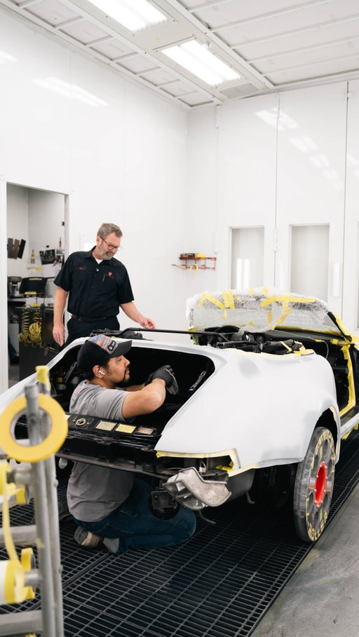 This week, we took a field trip to European Collision Center to catch up with Dennis and see the next major chapter in our 1989 Speedster restoration unfold.

After carefully stripping the car down, we were thrilled to find that it did not require extensive metal work. Aside from a few minor blemishes, the body was remarkably clean—a testament to how well this Speedster has been preserved over the last 37 years.

Any exposed metal was treated with epoxy primer before the body received its next rounds of primer and blocking. Now comes one of the most important parts of the process: patience. The body will spend over a week curing before paint is applied, allowing solvents to fully escape and minimizing the risk of shrinkage, ensuring the final finish remains as smooth and stable as possible for years to come.

With less than two months until the curtain is lifted, it’s exciting to see these major milestones being completed. Every step brings us closer to seeing this Speedster wear black once again—just as it did in the summer of 1989.

#PorscheChallenge26