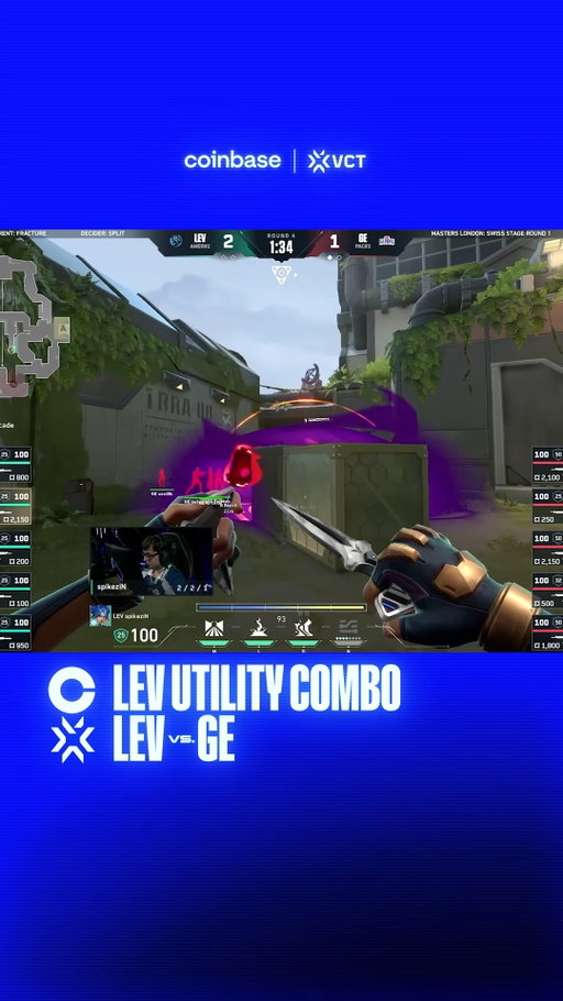 @coinbase presents: Money Moves! @leviatangg coordinated a devastating utility combo at #VALORANTMasters London, launching a Guided Salvo set play, stunning Global Esports to secure the round.
