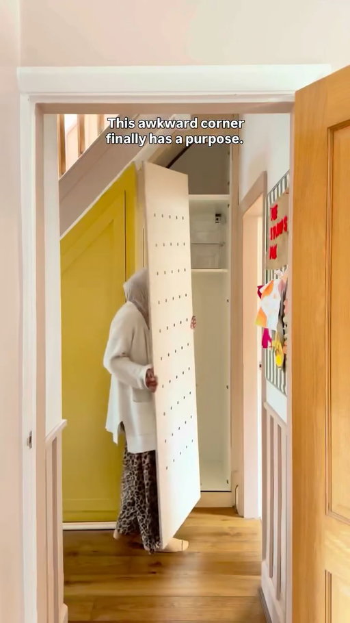 One of my favourite DIYs to date! My husband and I transformed an awkward space under the stairs using an IKEA kitchen cabinet, clad it in plywood for a built-in look, and added a pegboard door for even more storage. Proof that every awkward corner has potential. What do you think? 

P.s The audio has reminded me I need to rewatch LOTHR again
