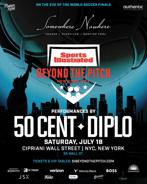 NYC, get ready 🔥🏆 Reserve your VIP Table for Sports Illustrated Beyond The Pitch at @cipriani Wall Street on Saturday, July 18th featuring live performances by @50cent and @diplo! 

Book now at SIBeyondThePitch.com or directly with @somewherenowherenyc