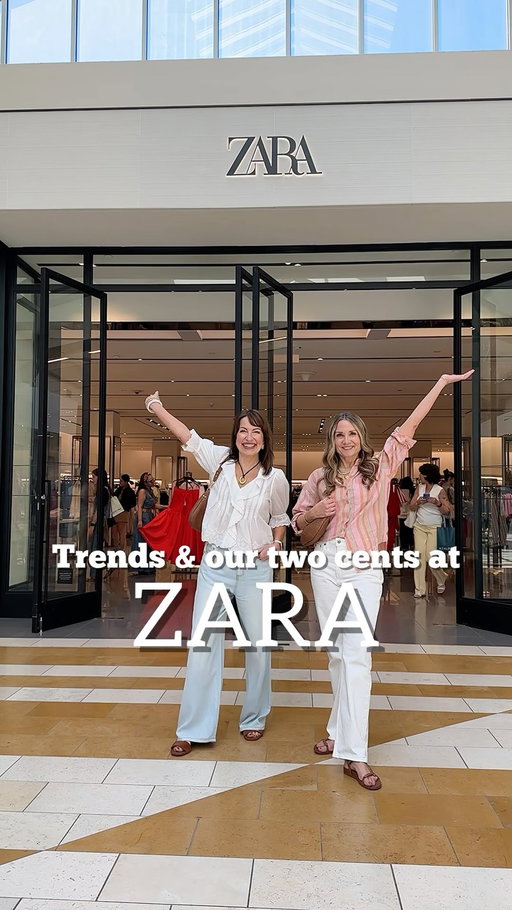 Comment SHOP for links!🔗 Our days as shopping buddies go way back, and @zara has always been one of our favorite stores! It’s always fun to see the trends and we usually find something cool and unexpected! 
HOW TO SHOP:🛍️
-Comment SHOP for links sent to your DM
-Click the link in our bio to shop on our LTK
-Watch our stories for links

https://liketk.it/6gwcm
#fashionover40 #zarastyle #zaraaddict #fashiontrend #summerstyles 
Zara, summer trends, balloon pants, military jacket, red dress, guest at a wedding dress, gold clutch,