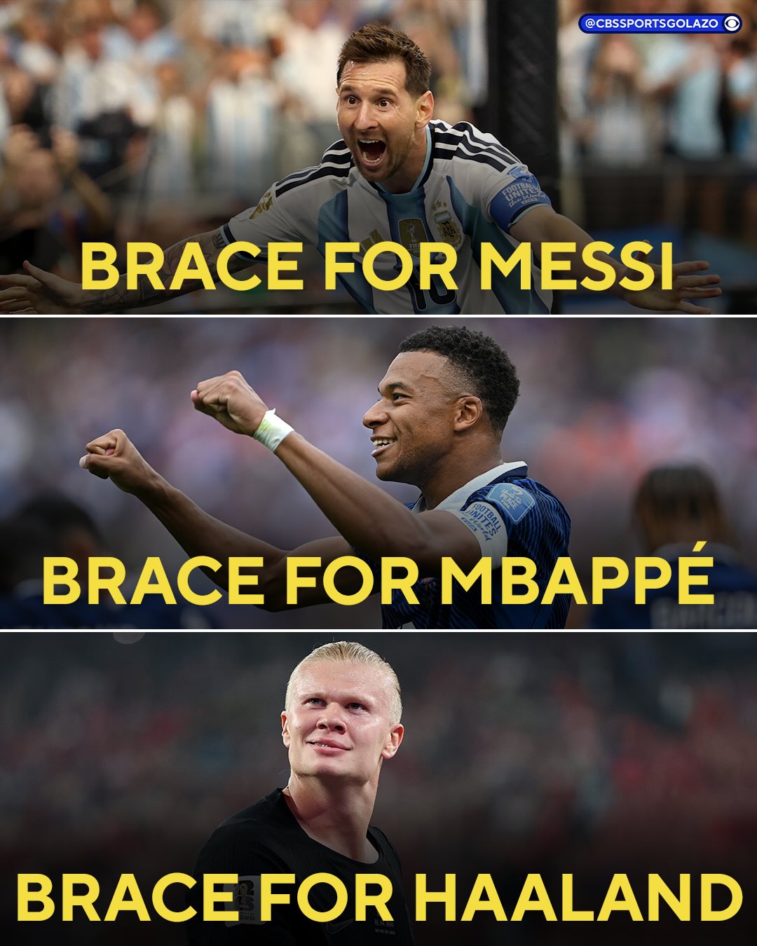 Lionel Messi, Kylian Mbappe and Erling Haaland all scored a brace tonight 🤯

The race for the Golden Boot is ON 🔥
