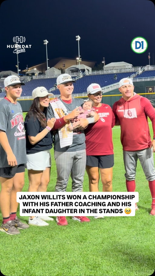Three generations of Willits witnessed an Oklahoma national title tonight. 🥹

Jaxon Willits had his wife, Abby, and infant daughter, Gracee, in the stands. Reggie Willits, Jaxon’s dad, is the Sooners’ associate head coach.