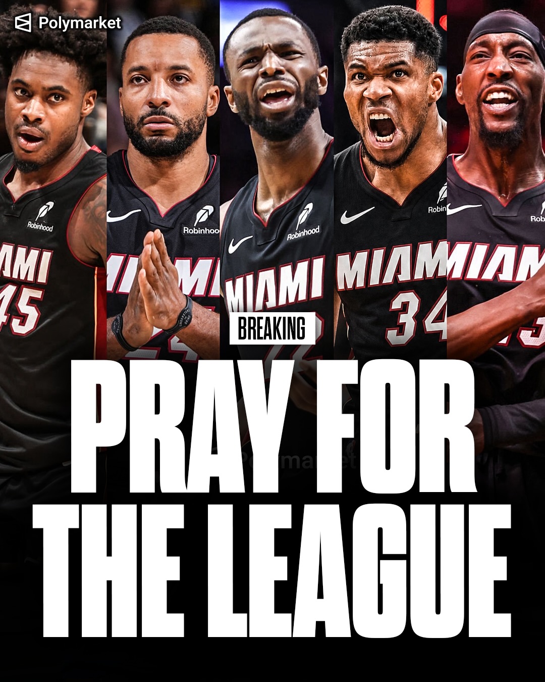 PRAY FOR THE LEAGUE 

The Miami Heat newest starting five:

Davion Mitchell
Norman Powell
Andrew Wiggins
Giannis Antetokounmpo
Bam Adebayo