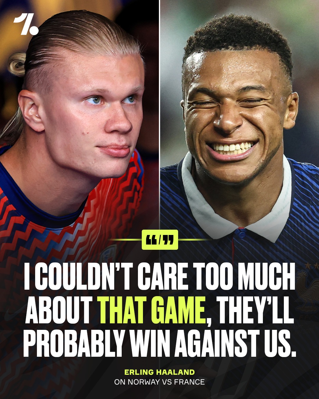 France? Not bothered mate. 🙅‍♂️

Erling Haaland is putting zero pressure on the final game of Group I, insisting France are one of his favourites to WIN the 2026 World Cup 🏆🇫🇷