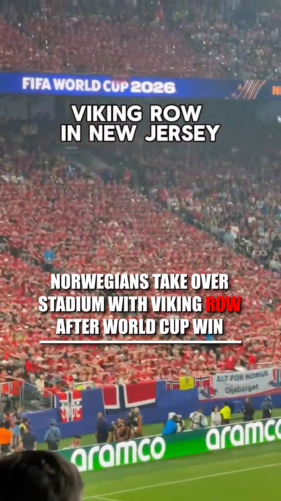 The sea of red keeps rolling through MetLife Stadium.

Norway fans completely took over the stands in New Jersey, turning the World Cup atmosphere into what felt like a home match as thousands packed the venue in red.

After the team's win, supporters broke into the viral Viking rowing celebration, moving in unison as chants echoed throughout the stadium.

For a few minutes, the entire stadium seemed locked into the same rhythm. That's what makes the celebration so hard to ignore.
