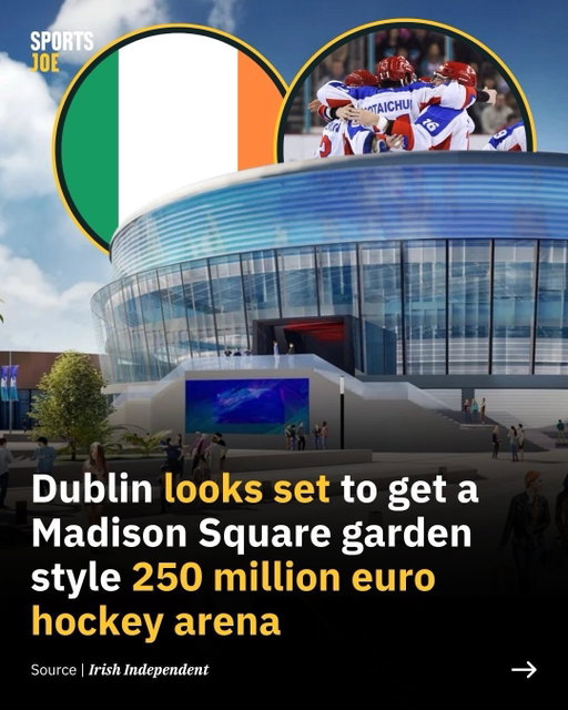 A €250 million ice hockey arena is set to be built in Dublin. 🇮🇪🏟️

The development will be located on an eight-acre site in Cherrywood and will feature two Olympic-sized ice rinks, an 8,000-plus seated area and a 1,500-capacity conference space.

Part of the plan is to establish the Republic of Ireland’s first professional ice hockey franchise, which would play in an expanded Elite Ice Hockey League in the UK.

The project is fully backed by the Olympic Federation of Ireland, with plans for athletes to use the arena as a training facility for the Winter Olympics. ✅
