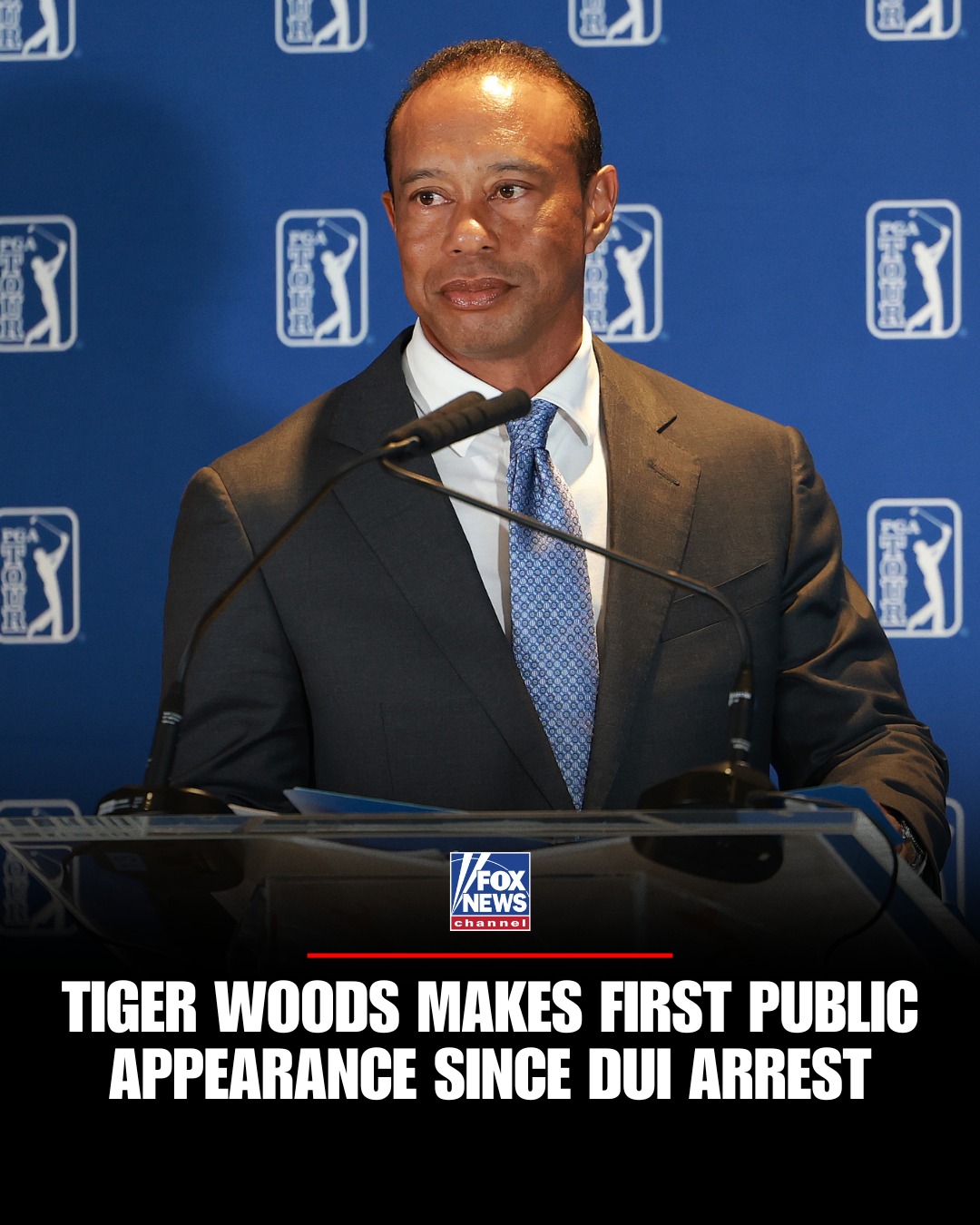 Tiger Woods is back in front of the cameras.

The 15-time major champion made his first official public appearance since his March DUI arrest and rehab stay overseas, stepping to the podium Tuesday to introduce new PGA Tour CEO Brian Rolapp.

Woods called his role on the Tour's Future Competition Committee a "privilege" as the PGA Tour unveiled sweeping changes that will reshape the circuit beginning in 2028.