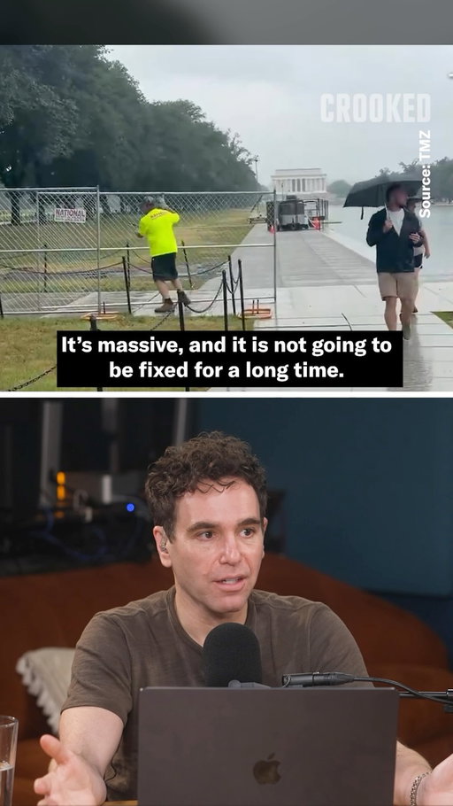 The National Park service putting up a fence around the Lincoln Memorial Reflecting Pool.

Watch more Pod Save America on YouTube.
#crookedmedia #podsaveamerica #reflectingpool