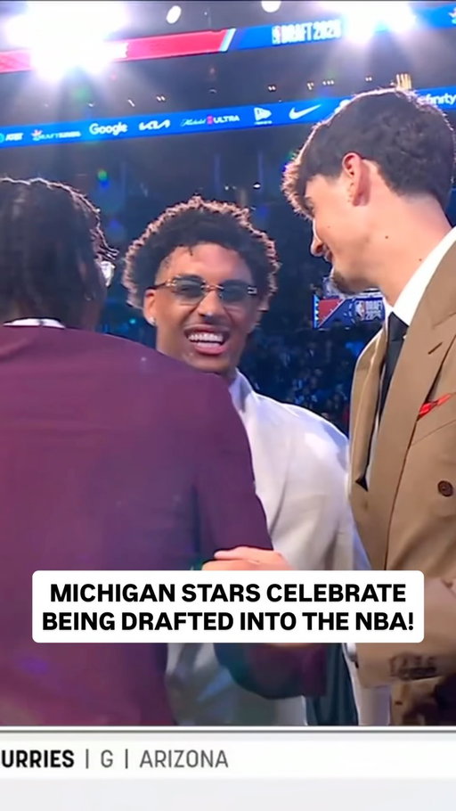 Former @umichbball stars Morez Johnson Jr., Yaxel Lendeborg, and Aday Mara are selected in the first round of the 2026 NBA Draft! Dusty May is LOVING it! 👏

The 2026 NBA Draft is LIVE on ABC & ESPN.