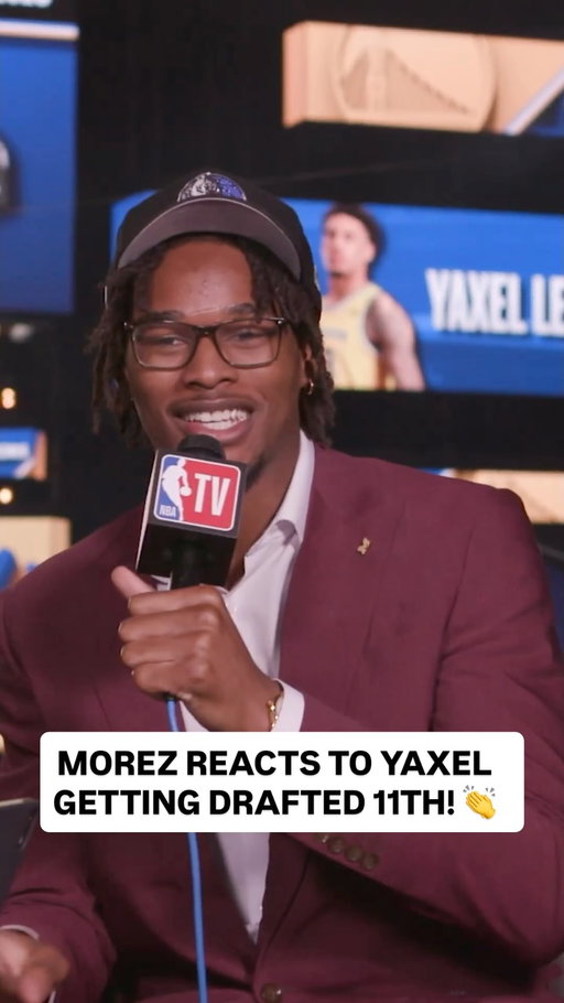 @morezjohnsonjr was ECSTATIC hearing his @umichbball teammate @yaxellendeborg being selected 11th overall by the @warriors! 👏

The 2026 NBA Draft is LIVE on ABC & ESPN.
