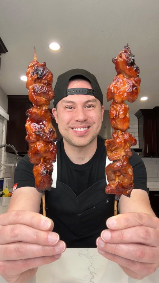 Let’s make Filipino Chicken BBQ using an air fryer! 🇵🇭🙌🏼🤤
 
Ingredients:
3 lb chicken thighs (boneless/skinless)
Bamboo Skewers

Marinade:
1/2 cup banana ketchup
1 cup lemon lime soda
1 cup soy sauce
1/4 cup oyster sauce
1 cup brown sugar
1/4 cup garlic minced (or 1/2 cup if you’d like 😍)
2 teaspoons ground pepper

Basting Sauce:
1/4 cup of banana ketchup
1/4 cup of oyster sauce
1 1/2 tablespoon of sesame oil (optional, but I love this flavor!)

Recipe:
1. Mince the garlic and cut the chicken thighs into 1 1/2 inch pieces or into small strips (whatever your preference)
2. Create the marinade by combining the garlic, ground pepper, brown sugar, banana ketchup, oyster sauce, soy sauce and lemon lime soda into one container
3. Place the chicken into the marinade and refrigerate for at least a four hours or overnight for best results
4. Put the chicken on the skewers; no spaces in between
5. Place the chicken skewers into the air fryer tray and set temperature to 360F degrees for 7 minutes (you may have to adjust slightly depending on the size your meat is cut)
6. When it’s done, baste the chicken, flip it and baste the other side
7. Continue cooking at 360F degrees for another 7 minutes
8. When the chicken skewers are ready, eat by themself or with rice! Just eat and enjoy!
 
It’s so sarap (delicious)! 🤤
.
.
.
.
.
.
#Filipino #barbecue #airfryer #bbq #recipe