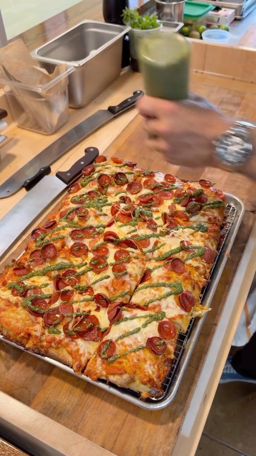 @oldgoldla 

Skipping the culinary identity crisis and just make something that absolutely rips.

Vodka sauce,  @ezzosausageco pepperoni, mozzarella, and a reckless amount of pesto on the finish.

For the vegans: same playbook, no animal products including the @primeroots pepperoni. Nobody gets left behind. 

@oldgoldla
4681 Hollywood Boulevard

#pizza #losangelesfood #sicilianpizza #veganfood #LAfoodie