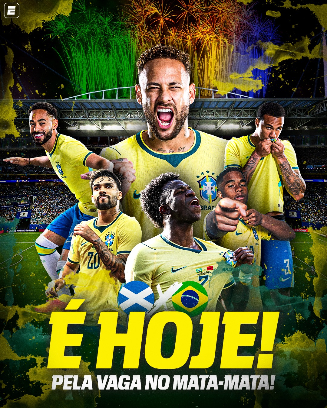 BOOOOOOOORAAAAAAAA QUE HOJE TEM BRASIIIIIIL!!!! 🇧🇷🇧🇷🇧🇷 Vamos com tudo pra cima da Escócia e queremos esse primeiro lugar no grupo!! 

Assista a Brasil x Escócia, nesta quarta-feira (24/06), 19h, com transmissão ao vivo pela CazéTV, disponível sem custo adicional no #DisneyPlus.

#ESPN2026 #FIFAWorldCup #brasil