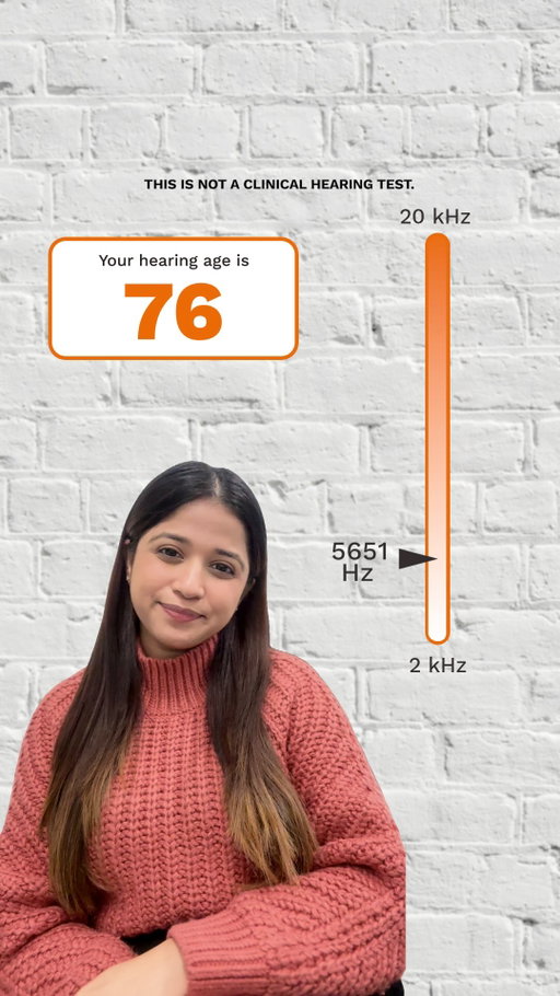 How old are your ears? 👂

Watch the video, follow the tone, and see where your hearing age lands.

ID: Connect Hearing Audiologist Mahtili guides viewers through an interactive Ear IQ hearing challenge. A tone gradually increases in frequency while on-screen graphics display the corresponding hearing age.