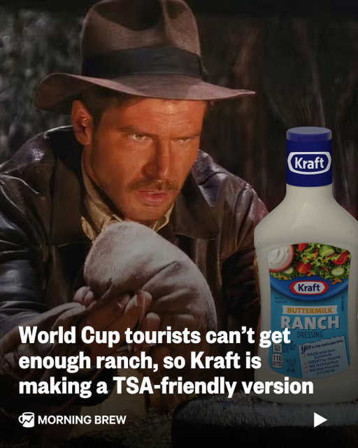The World Cup's most unexpected MVP? Ranch dressing.⁣
⁣
As international soccer fans have flooded into North America for the 2026 FIFA World Cup, many are leaving with a newfound obsession: ranch. Social media has been packed with Europeans reacting to the quintessentially American condiment, with some declaring it a life-changing discovery and others marveling at the fact that Americans seem to put it on everything from pizza to fries.⁣
⁣
The craze got so intense that the TSA stepped in, repeatedly reminding travelers that full-size ranch bottles belong in checked bags, not carry-ons. The agency even joked about confiscated ranch at airport security and urged visitors to stop "chugging" the dressing before flights.⁣
⁣
Sensing an opportunity, Kraft is rolling out a limited-edition TSA-compliant ranch travel kit, possibly complete with ranch packets and a ranch-themed luggage tag. In a World Cup already generating headlines for sky-high costs and massive crowds, the tournament's strangest business story might be a condiment brand turning America's ranch obsession into the ultimate souvenir.⁣
⁣
📸: Kraft, Paramount