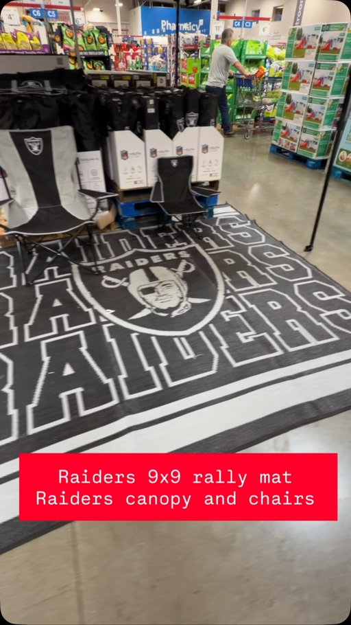 New raiders 9 feet x 9 feet rally mat, chairs, and canopy at Sam’s Club! #Raiders #raidernation #rn4l