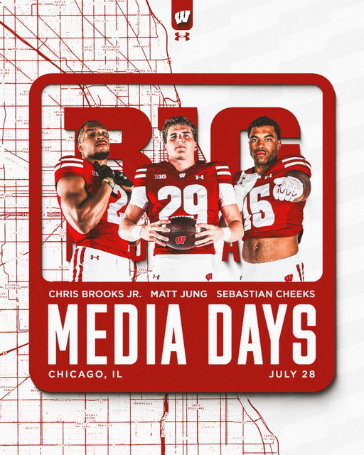 Representing the W in Chicago 👐

@chris_brooksjr2, @mattkj11, and @sebastiancheeks are locked in for Big Day Media Day.

#OnWisconsin x @b1gfootball